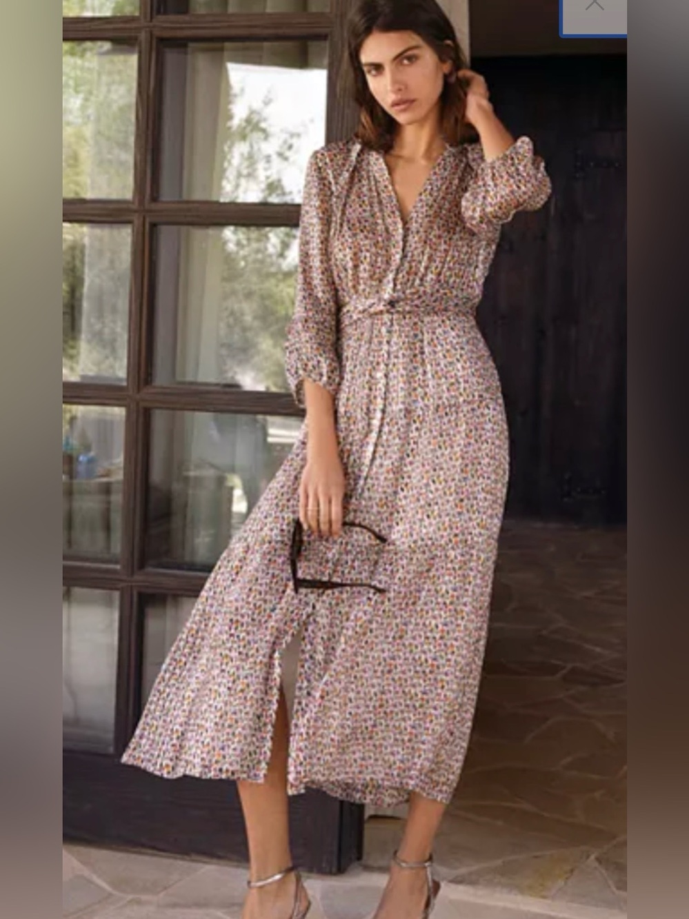 Floral Button-Front Maxi Dress in Multi